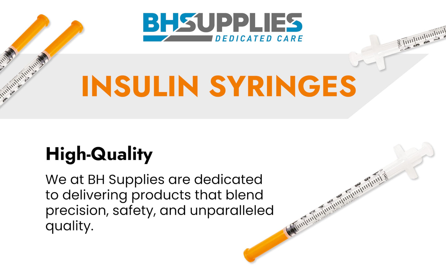 BH Supplies Insulin Syringes U-100 31G 1ml/cc 5/16" (8mm) Pack of 100 Pcs