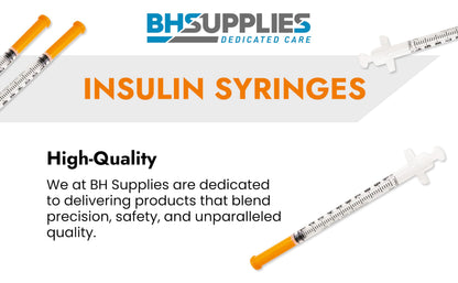 BH Supplies Insulin Syringes U-100 31G 1ml/cc 5/16" (8mm) Pack of 100 Pcs