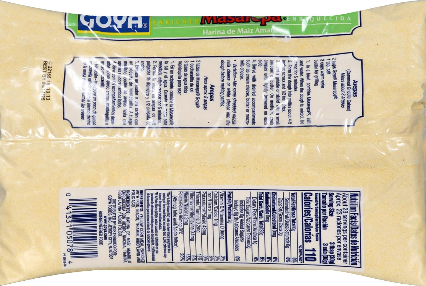 Goya Foods Masarepa Pre-Cooked Yellow Corn Meal, 24 Ounce (Pack of 12)