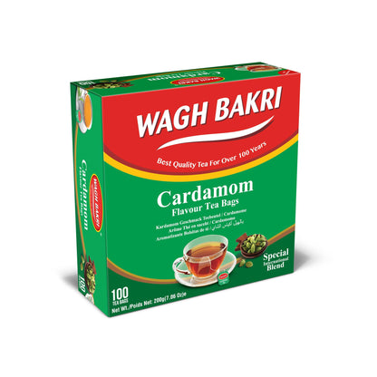 Wagh Bakri Cardamom Flavour Tea bags, 100 Tea Bags of Special International Blend, 200 grams