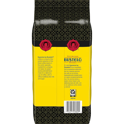Café Bustelo Supreme by Bustelo Espresso Style Dark Roast Whole Bean Coffee, 16 Ounce (Pack of 8), Red