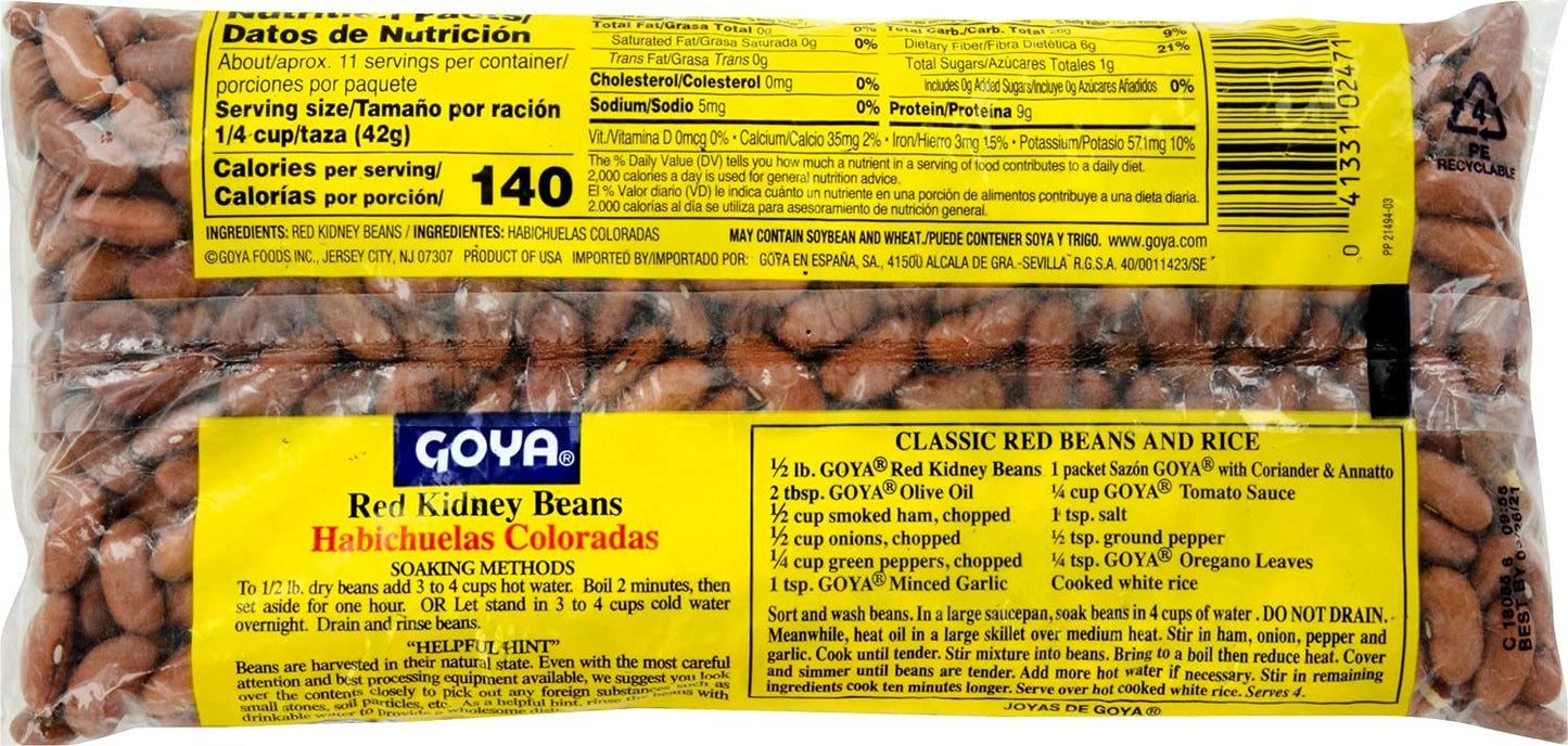 Goya Foods Red Kidney Beans, Dry, 16 Ounce (Pack of 24)