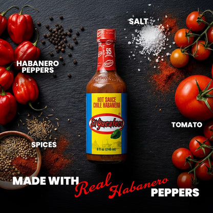 El Yucateco Red Habanero Hot Sauce Authentic Mexican Chile Habanero Sauce, Medium Heat, Pack of 1 (8 fl oz / 120 ml), Imported from Mexico