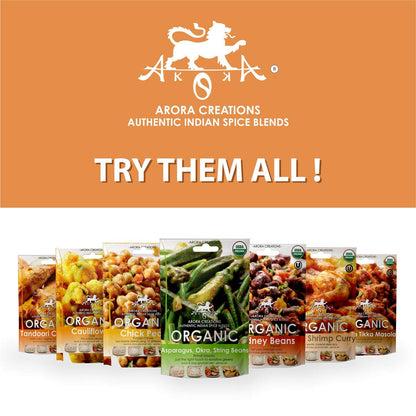 Vegan Organic Tandoori Chicken Indian Spice Blend - Arora Creations 0.9oz (6-Pack) | Gluten Free, Non-GMO, Low Sodium | Easy to Cook Indian At Home!