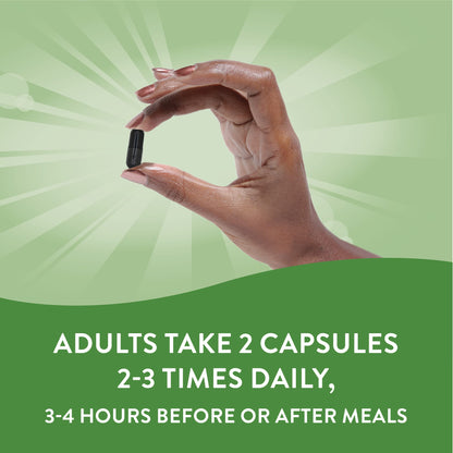 Nature's Way Activated Charcoal, Binds Unwanted Materials and Gas in the Digestive Tract*, 560 mg per 2-Capsule Serving, 100 Capsules (Packaging May Vary)