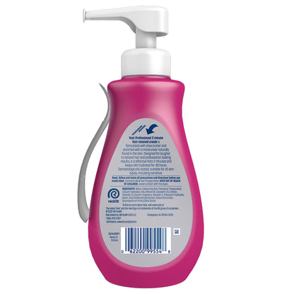 Veet Professional 2 Minute Cream for All Skin Types with Shea Butter, Full Bikini & Pubic Hair Removal, Dermatologically Tested, 13.5 FL OZ Bottle w/Spatula