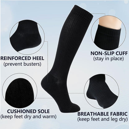 +MD Cotton Compression Socks for Women and Men 4/6 Pairs 15-20 mmHg Knee High Socks for Sports Travel Nurse Edema