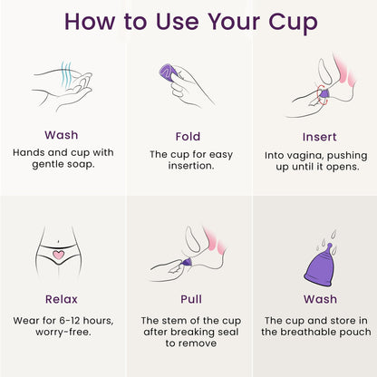 EcoBlossom Reusable Menstrual Cup Set - The Most Reliable Medical Grade Silicone Period Cups - Comfortably use for 12 Hours (Small & Large)