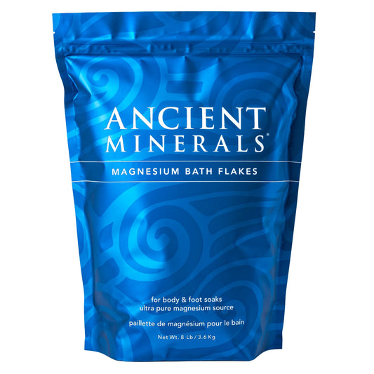 Ancient Minerals Magnesium Bath Flakes – Pure Zechstein Magnesium Chloride for Soaking and Whole-Body Replenishment, 8 lb Bag