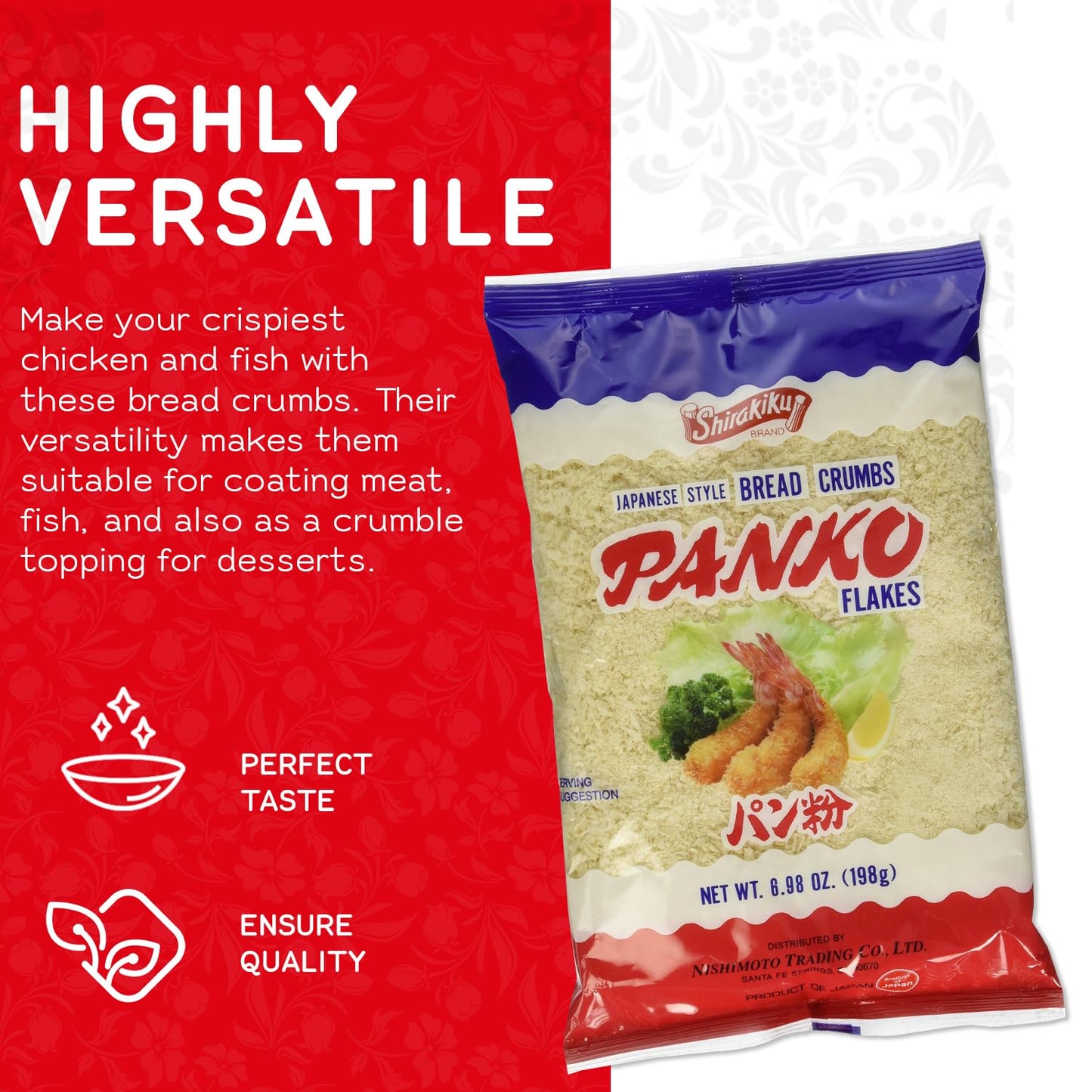 Japanese Style Panko Bread Crumbs – Crispy Panko Flakes, Light and Crunchy, Wheat Bread Crumbs for Cooking and Frying - 6.98oz (Pack of 1)
