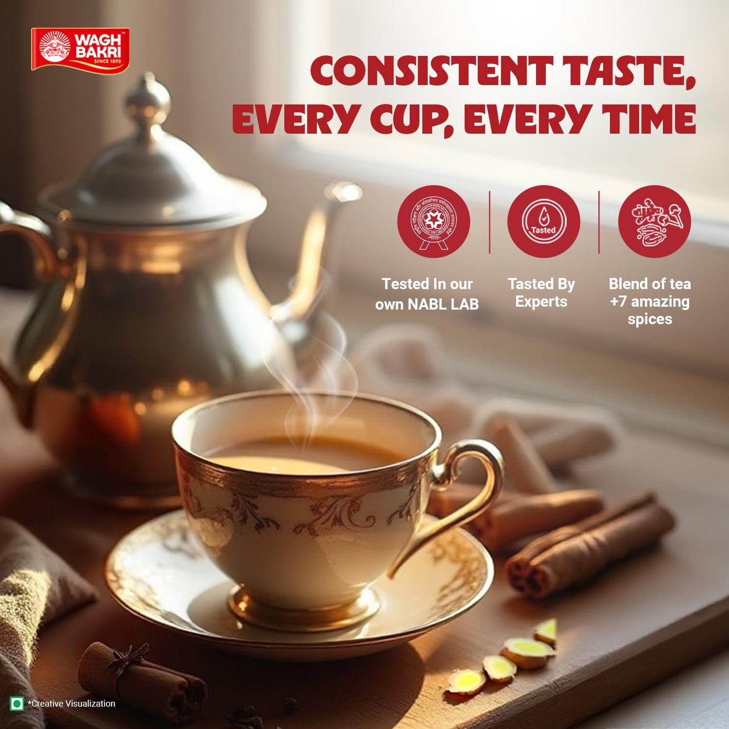 Wagh Bakri Masala Chai Spiced Tea - 250g Unique Blend of 7 Refreshing Spices