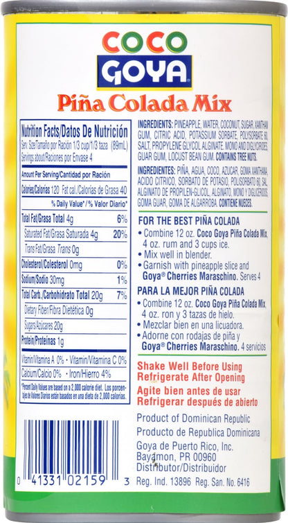 Goya Foods Piña Colada Mix, 12 Fl Oz (Pack of 24)