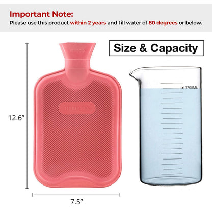 HomeTop Premium Classic Rubber Hot Water Bottle (Red)