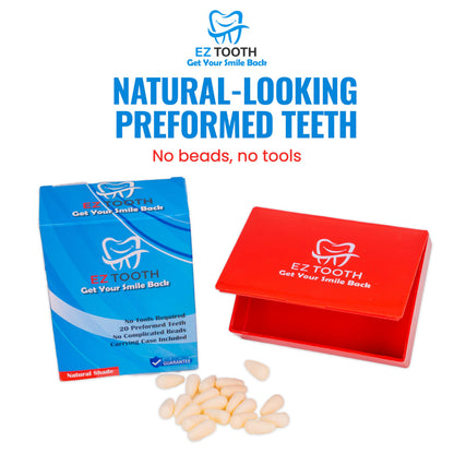 EZ Tooth - Amazing Temporary Tooth - Preformed Tooth - Replacement Kit for Missing Tooth - Instant Repair Temp Teeth - Natural and Bright Shade - Patent Pending (Bright Shade)