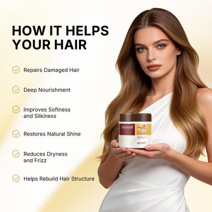 Karseell Collagen Hair Treatment Deep Repair Conditioning Argan Oil Collagen Hair Mask Essence for Dry Damaged Hair All Hair Types 16.90 oz 500ml