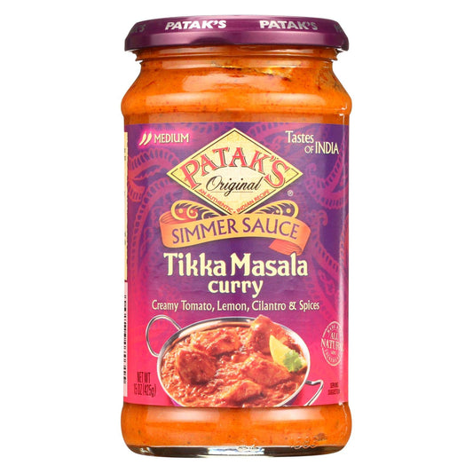 Patak's Tikka Masala Curry Cooking Sauce, Medium, 15-Ounce Glass Jars (Pack of 6)