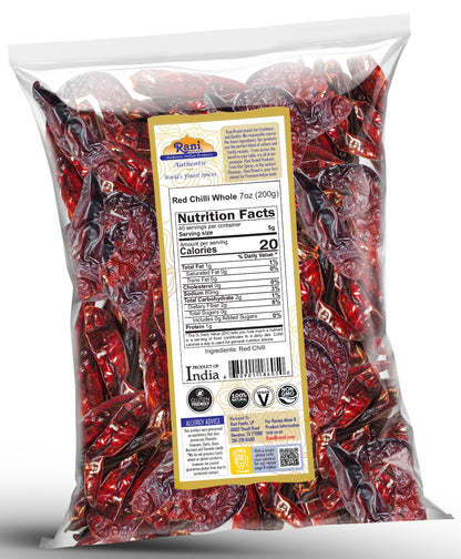 Rani Chilli Whole (Lal Mirch Sabut) 7oz (200g) ~ All Natural | Vegan | No Colors | Gluten Friendly | NON-GMO | Kosher