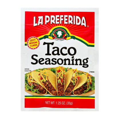 La Preferida Authentic Taco Seasoning Mix - Bold Flavor, Versatile Spice blend for Wings, Burgers, Soups, Dips & more, 1.25 oz (Pack of 24)