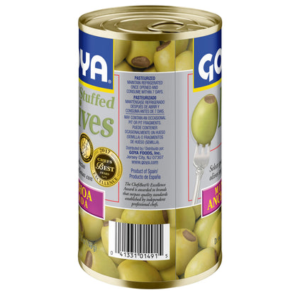 Goya Foods Manzanilla Olives Stuffed with Anchovies, 5.25 Ounce (Pack of 12)