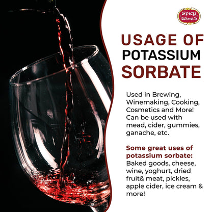 Spicy World Potassium Sorbate 14 Oz - Food Grade - Great Wine Stabilizer, Preservative for Gummies, Mead, Cider & More!