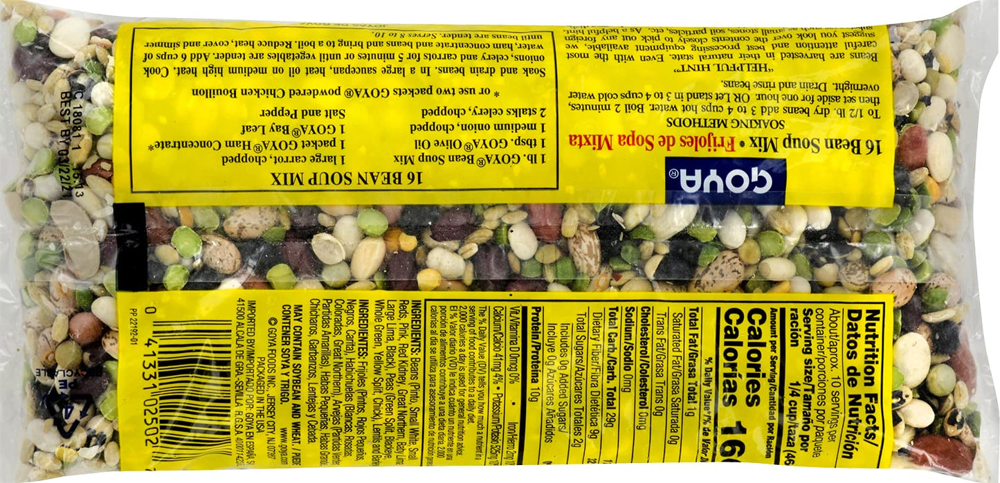 Goya Foods 16 Bean Soup Mix, Dry, 16 Ounce (Pack of 24)