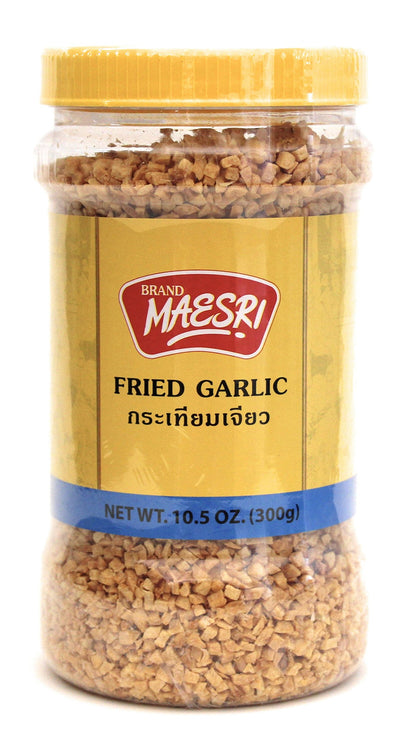 Maesri Fried Shallot & Fried Garlic Combo Pack, Ingredient & Garnish widely used in Asian Cooking, 7 Ounce & 10.5 Once Jar, 2 Piece Assortment