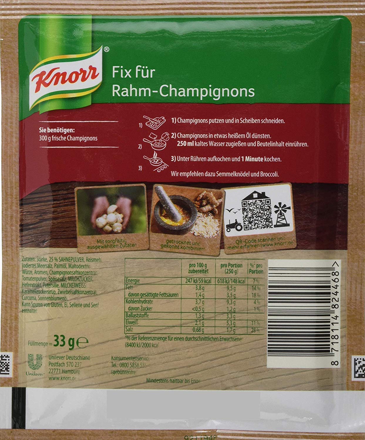 3-pack Knorr Fix Rahm Champignons (3x2 Oz) Sour Cream and Mushroom Sauce Mix