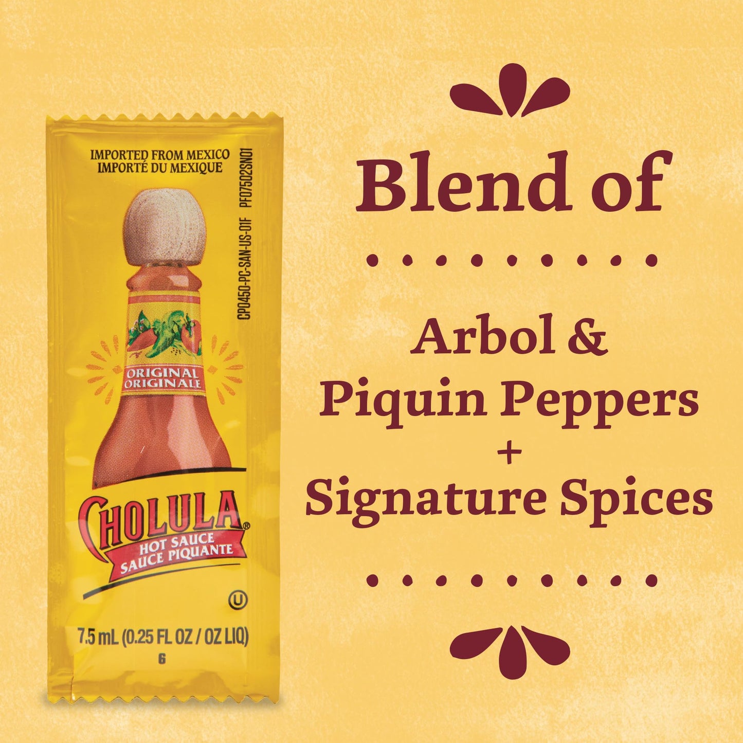 Cholula Original Hot Sauce Packets, 200 count - One 200 Count Individual Hot Sauce Packets with Mexican Peppers and Signature Spice Blend, Perfect Single-Serve Size for Delivery and Takeout