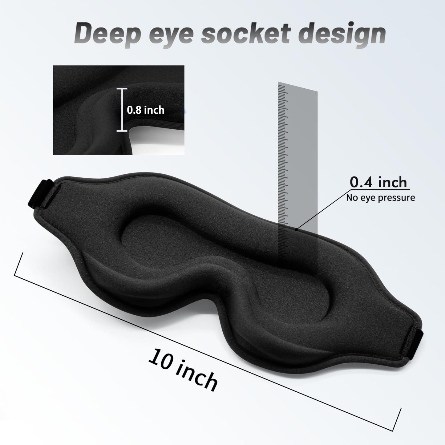 Sleep Eye Mask for Men Women, Lash Extensions 3D Sleeping Mask, Travel Blackout Night Blindfold Eye Shade Cover with Adjustable Strap (Black-3D)