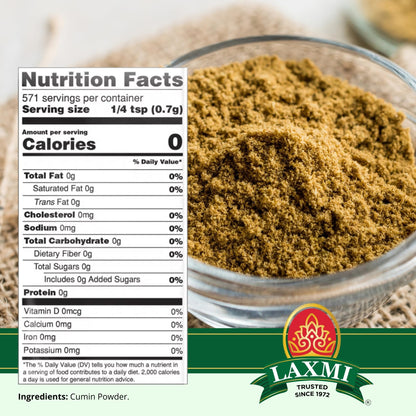 Laxmi All-Natural Dried Cumin Powder - 14 Ounce