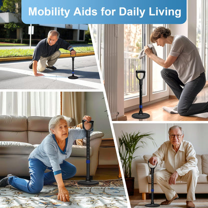 Standing Aids & Supports with Large Base, Adjustable Mobility Aids & Equipment, Devices to Lift Elderly Off Floor, Stair Lifts for Seniors(Black & Blue)