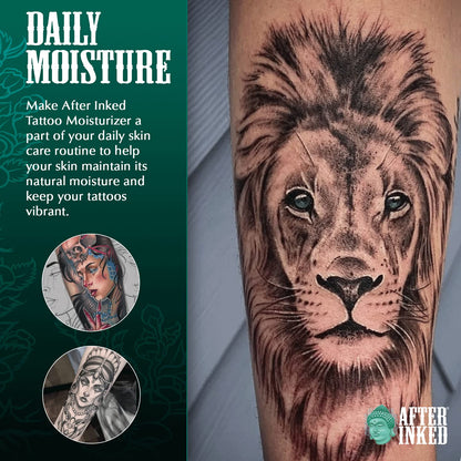 After Inked Tattoo Aftercare Lotion Moisturizing Balm for Inked Skin, Featured on Ink Master, Hydrating Skin Nourishment Cream with Grape Seed Oil, Gentle Daily Tattoo Maintenance, 3oz Tube, 1 Pack