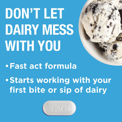 Lactaid Fast Act Lactose Intolerance Caplets with Lactase Enzyme, Dairy Relief from Gas, Bloating & Diarrhea, 9000 FCC Lactose Intolerance Pills, 96 Individual Travel On-The-Go Packs (96 x 1 ct)