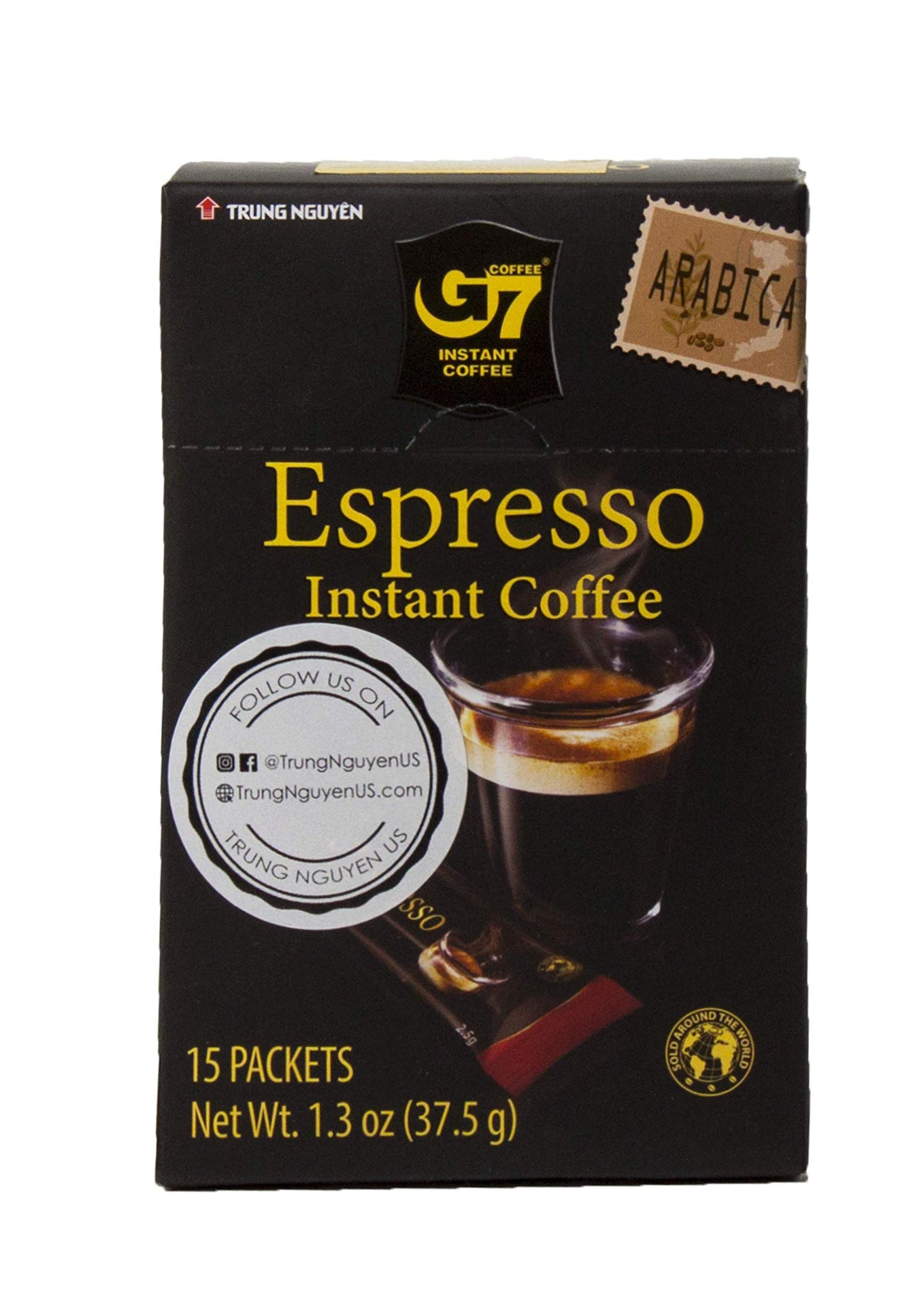 Trung Nguyen — G7 Instant Coffee — Espresso — Strong and Bold — Instant Vietnamese Coffee (15 Packets/Box)