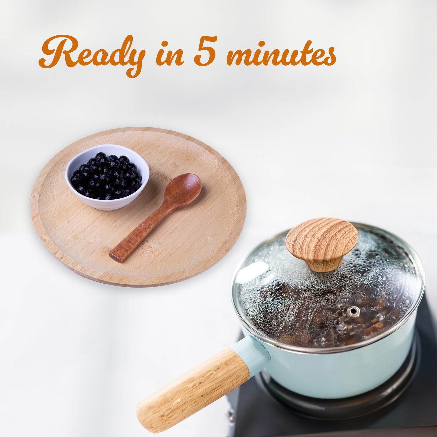 WuFuYuan Boba Tapioca Pearls, Black Sugar Flavor, Quick Cook Bubble Tea Boba, Microwave Ready in 3 Minutes, 8.8 oz (Pack of 2)