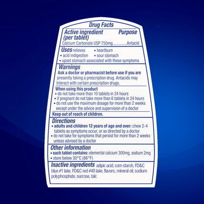 TUMS Extra Strength Assorted Berries Antacid Tablets for Heartburn Relief, 96 count