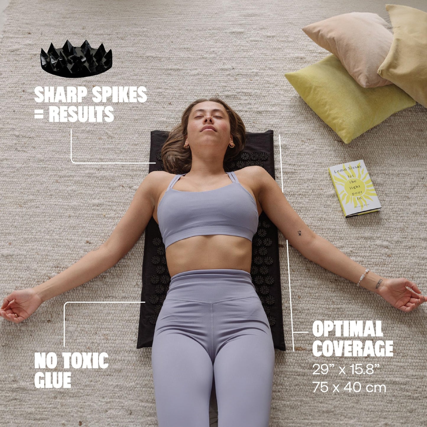 ShaktiMat Classic Acupressure Mat Level 2 Intensity in Shakti Black, Relieves Stress & Tension, Promotes Relaxation & Focus | Similar to Acupuncture, No Needles Required | FSA/HSA Eligible