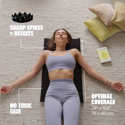 ShaktiMat Classic Acupressure Mat Level 2 Intensity in Shakti Black, Relieves Stress & Tension, Promotes Relaxation & Focus | Similar to Acupuncture, No Needles Required | FSA/HSA Eligible