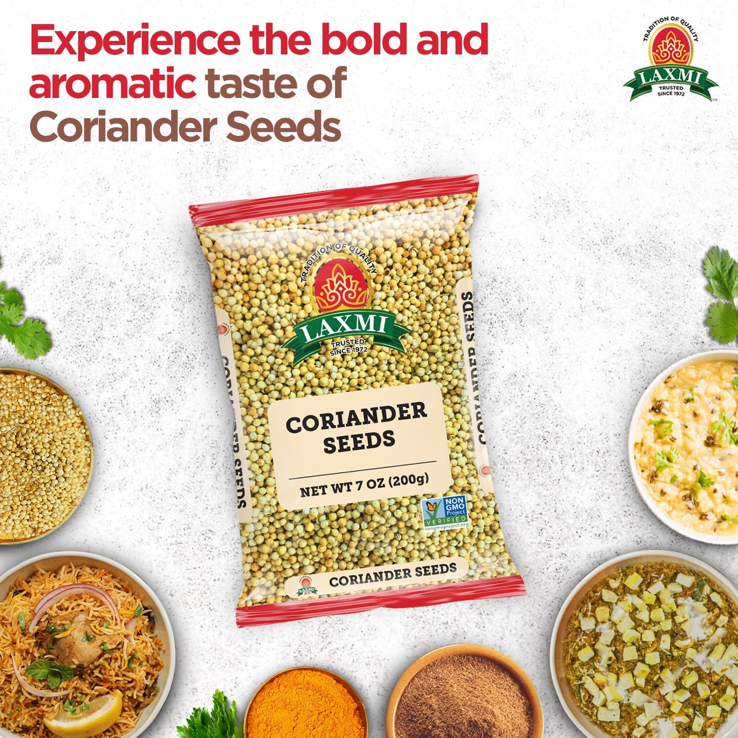 Laxmi Coriander Seeds, Whole 200gms (7oz) | Pure, premium quality and high value Coriander | Natural Coriander Seeds | Non-GMO certified