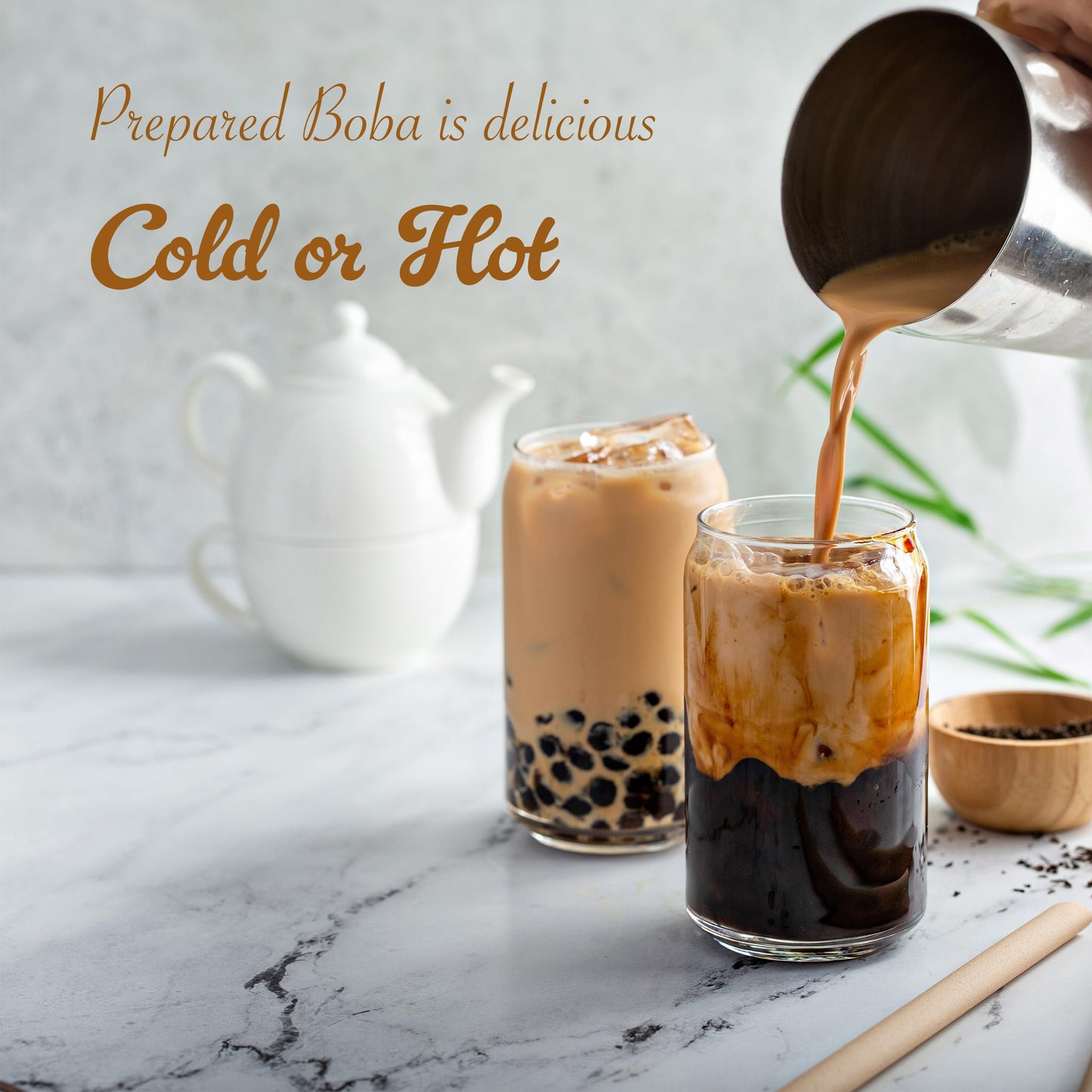 E-FA BRAND Black Tapioca Pearls (Boba), Quick Cook Tapioca Pearls for Bubble Tea, Microwave Ready in 3 Minutes, Fresh Chewy Texture, Milk Tea & Dessert Topping, Halal Certified, 2.2 LB (Pack of 1)