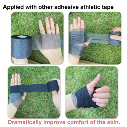 Pre Wrap Tape Athletic,3 Rolls X 22 Yards Black Prewrap,Headbands for Hair,Foam Underwrap Sports Wrap