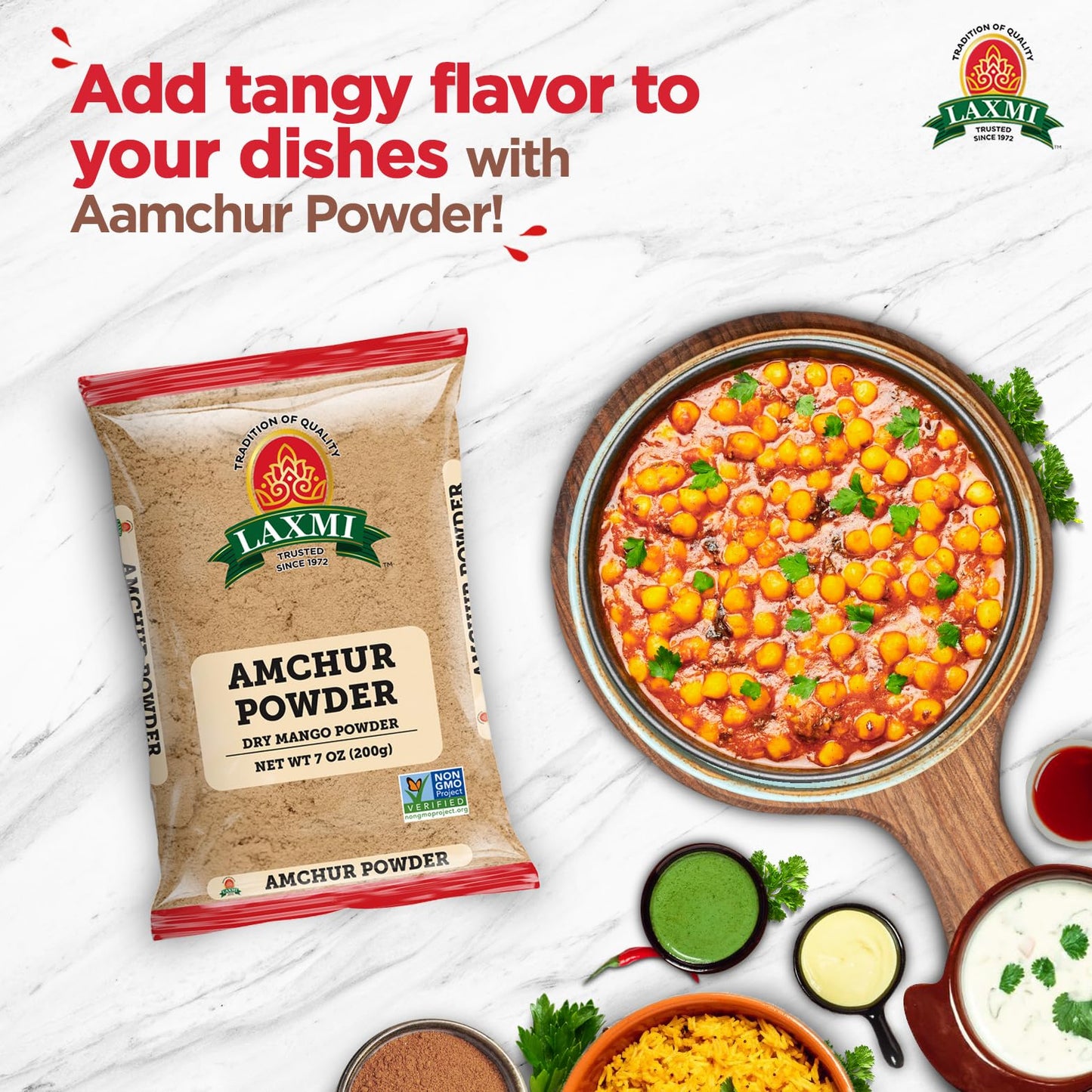 Laxmi Amchur Powder (Dried Mango Powder) - 200gms (7oz) | Dried and powdered green mango Amchoor Powder | Non GMO certified |Pure Powdered Green Mango