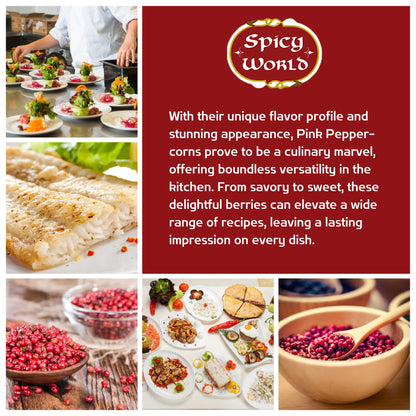 Spicy World Pink Peppercorns Whole 1.75Oz Bag - Steam Sterilized, Vegan, Premium Quality Whole Peppercorns