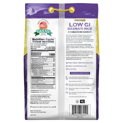 Laxmi Diabetic Friendly Basmati Rice w/Lower G.I. Index Value - 10lb