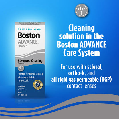 Boston Advance Contact Lens Solution, Advanced Cleaning Formula for Rigid Gas Permeable (RGP) Lens, Removes Debris & Deposits, 1 Fl Oz