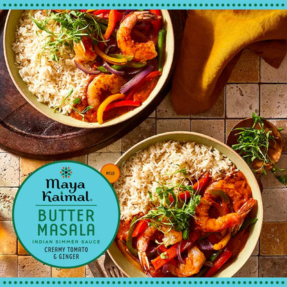 Maya Kaimal Butter Masala Sauce, 12.5 oz, Mild Indian Simmer Sauce with Creamy Tomato and Ginger. Vegetarian, Gluten Free