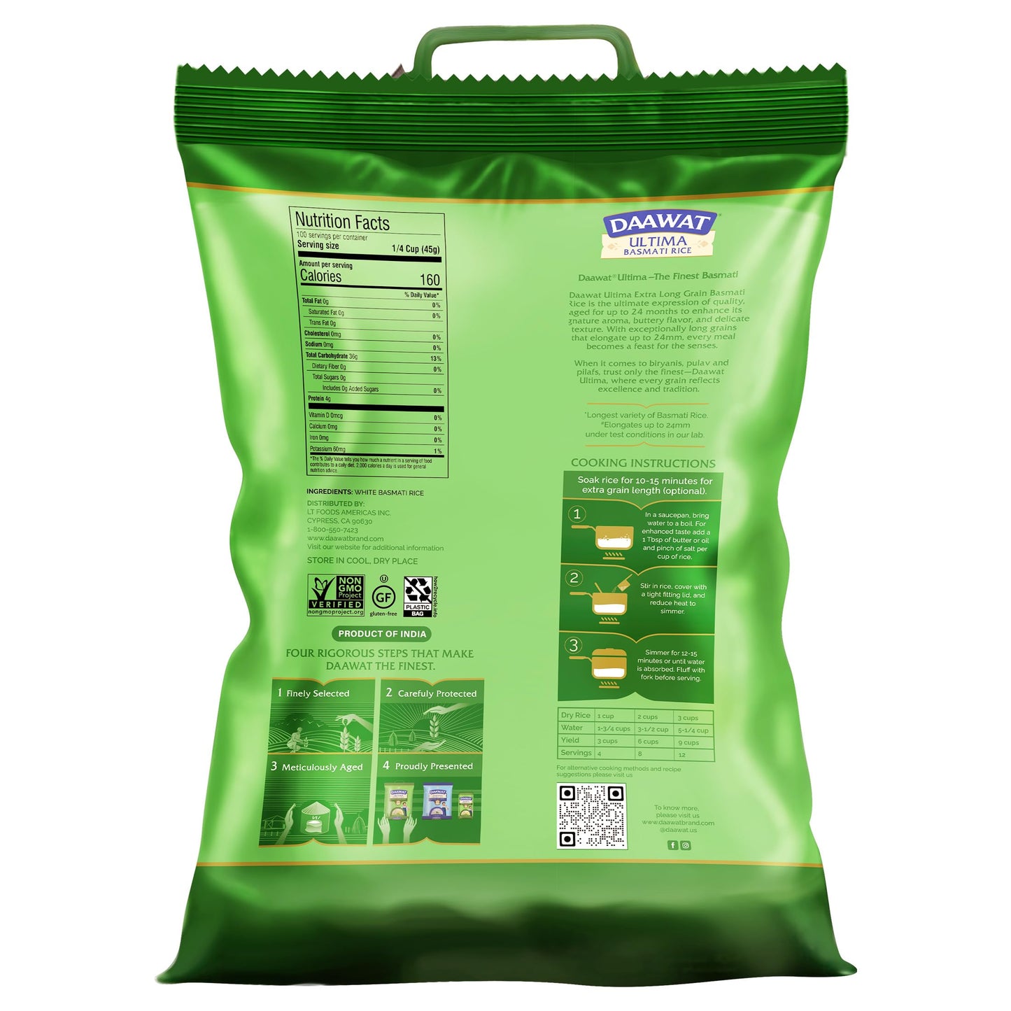 Daawat Ultima Basmati White Rice - Authentic Extra Long Grain Basmati Rice - 10 lb Bag