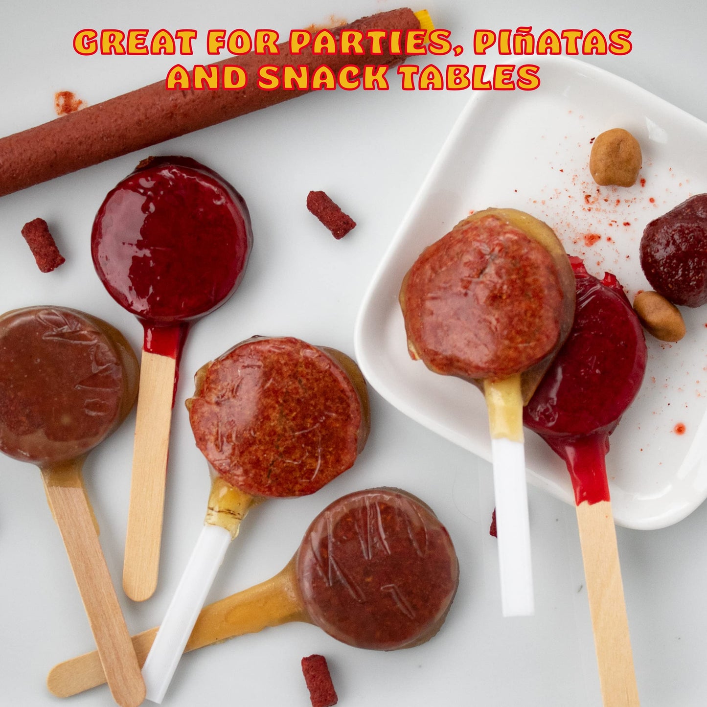 Zumba Rica Chilito Chili Powder Lollipop 12pcs - Lollipops with Chili Powder Cover with Caramel - Mexican Lollipop – Chili Powder Candy - Mexican Suckers with Chili Powder - Mexican Candy