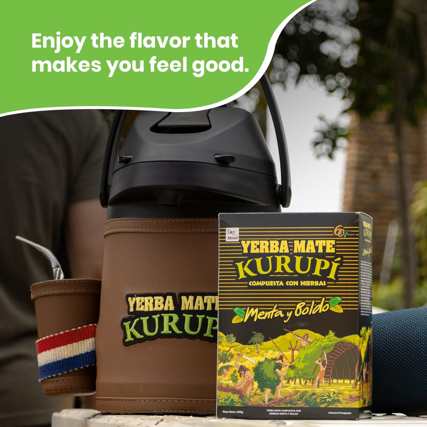 Kurupi Yerba Mate with Mint & Boldo 500 g (1.1 lb) | Paraguayan Herbal Loose Leaf Blend | Refreshing Natural Mate Tea with Mint & Boldo Leaves | Gluten Free