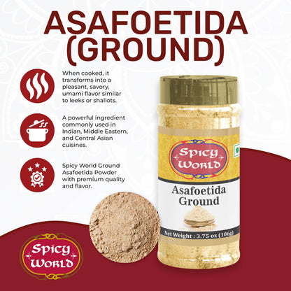 Asafoetida (Hing / Heeng) Ground Powder, 3.75 oz (106g) - All Natural & Non GMO - by Spicy World
